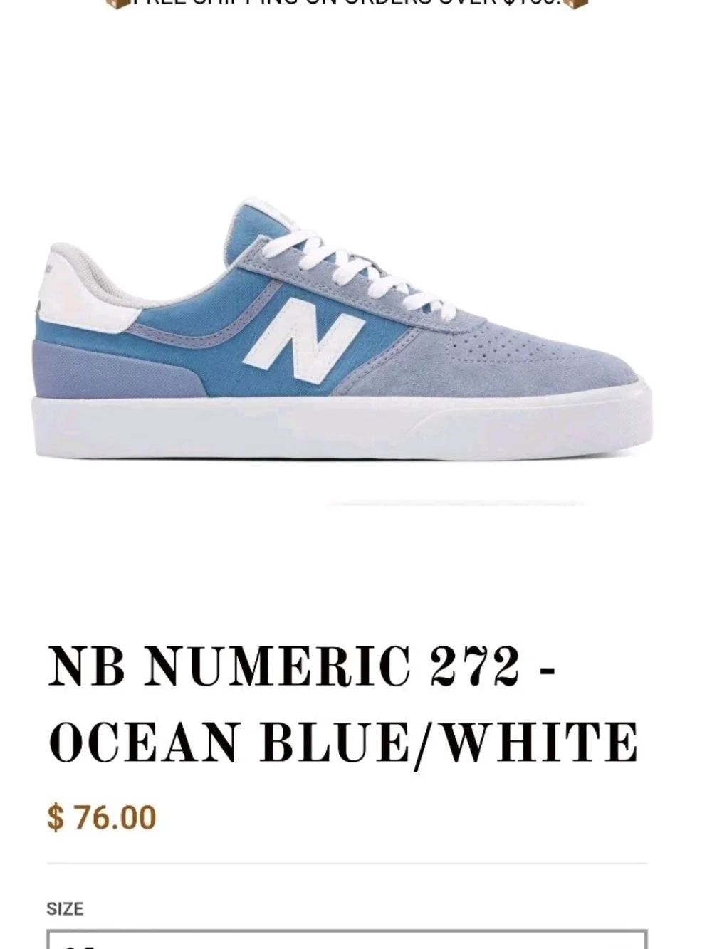 New Balance Numeric 272 Ocean Haze White NM272CAR Men's Size 8.5 Women's 10 D